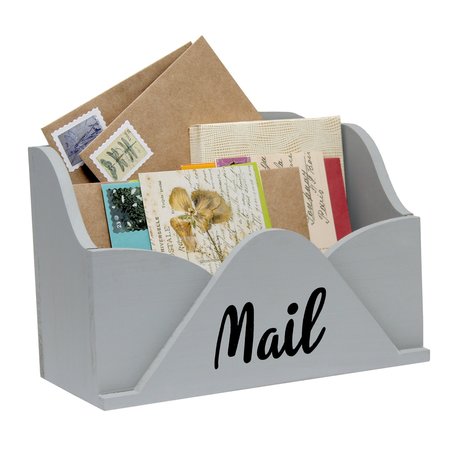 Elegant Designs Envelope Shaped Letter Holder, Bills Organizer, Storage Box, Crate with Mail Script in Black, Gray HG2020-GRY